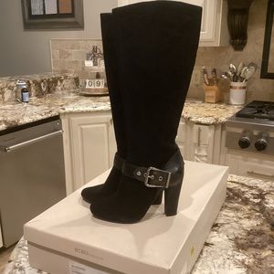 BCBG tall suede black boots